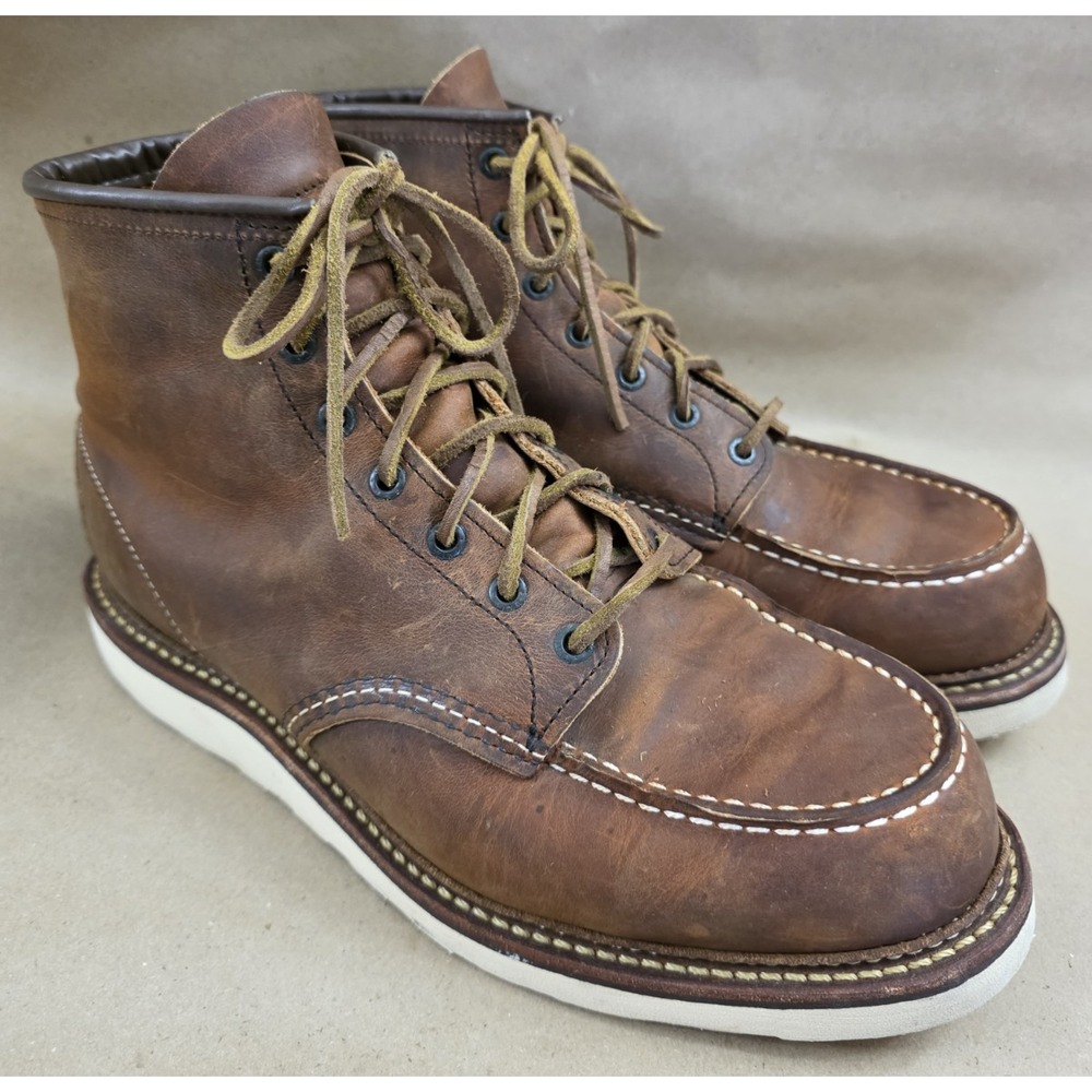 Red Wing (Sz 12 2E) 1907 Copper Rough and Tough Moc Toe Lace-Up Boots USA